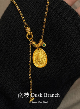 复古扎基拉姆黄财神项链女