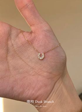 小众设计感满钻马蹄项链女
