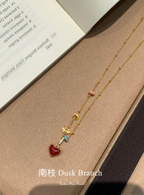 韩国创意双面滴油爱心项链