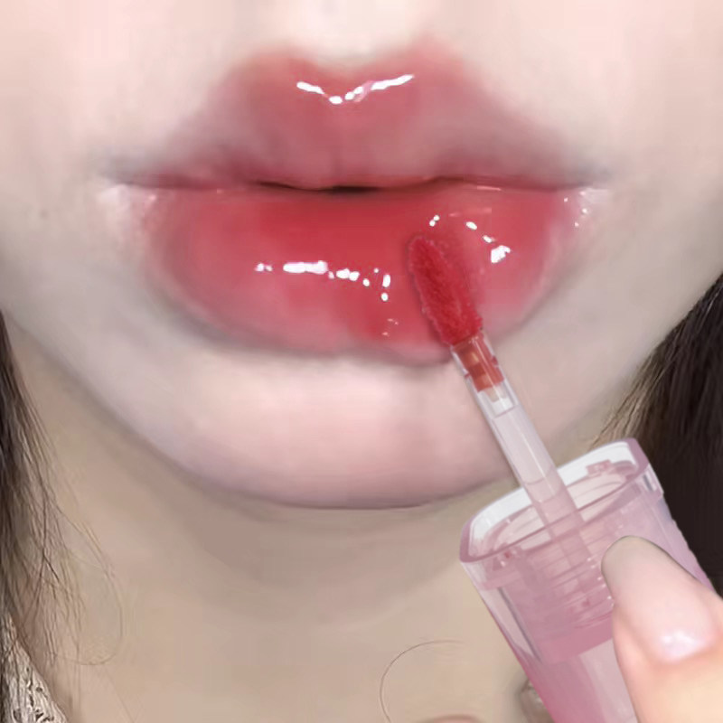 水光蜜桃奶冻ins嫩妹嘟嘟唇镜面唇釉清透滋润唇蜜学生党纯欲口红