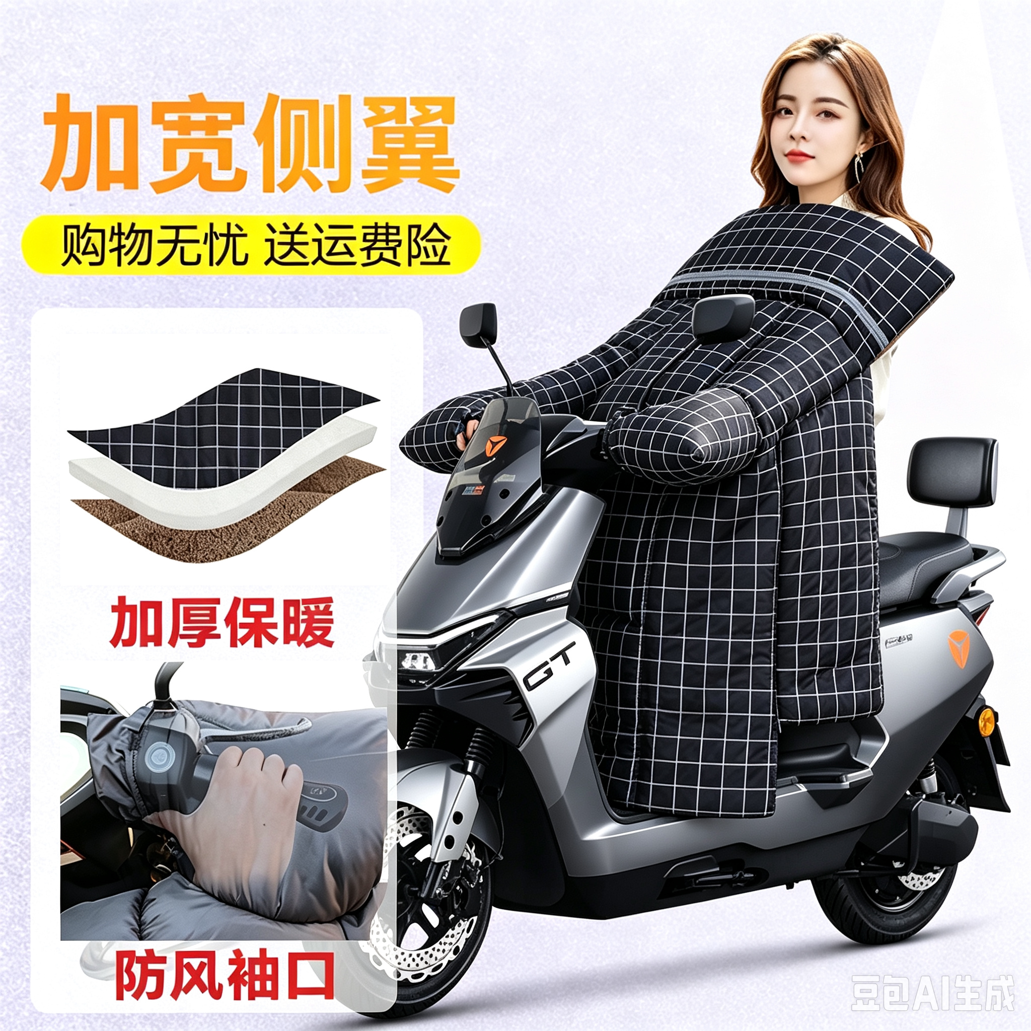 电动摩托车挡风被冬季按键全包裹