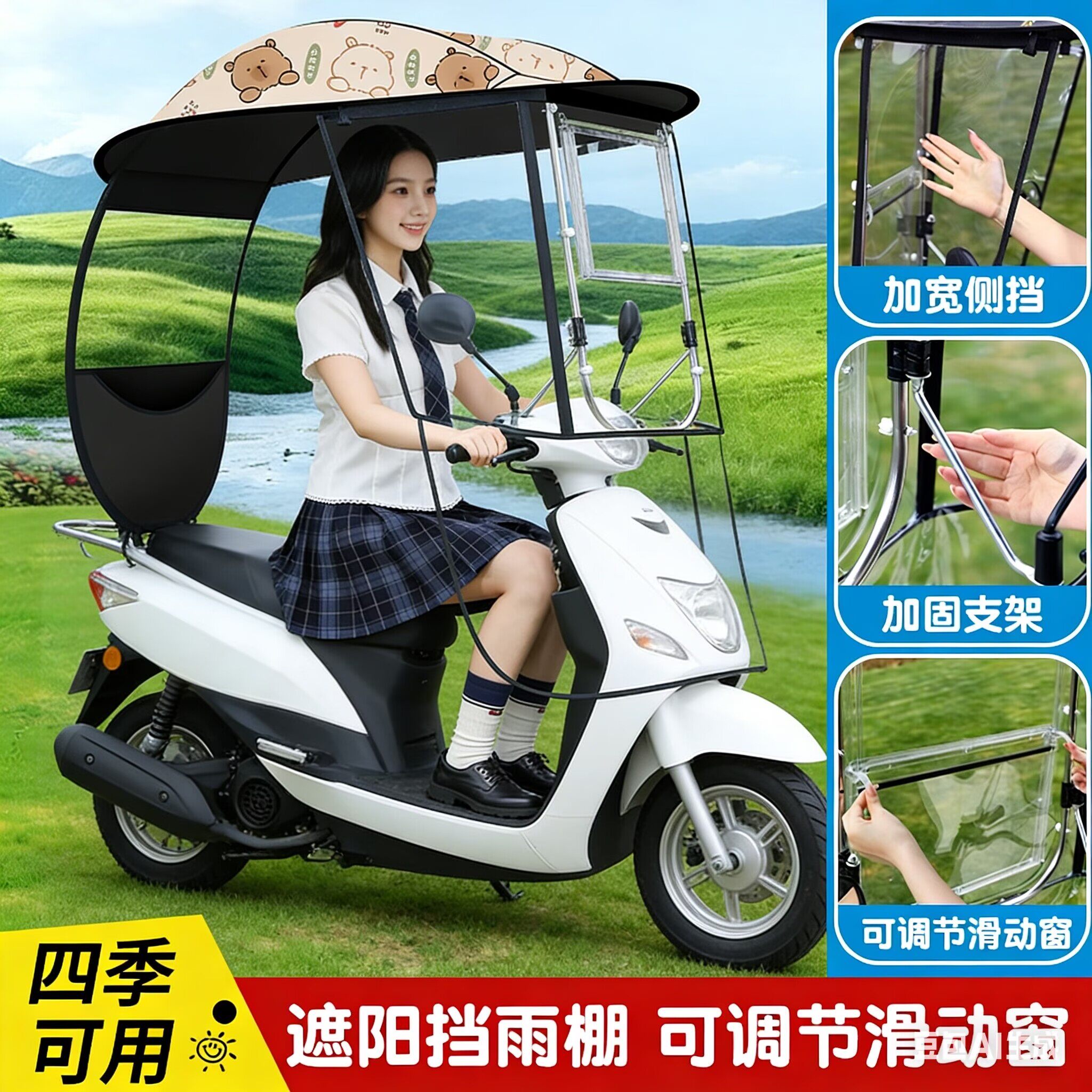 电动车遮雨棚加大加宽防晒隔热