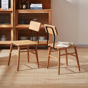 北欧日式 实木餐椅靠背椅子家用休闲樱桃木餐桌椅子现代简约小户