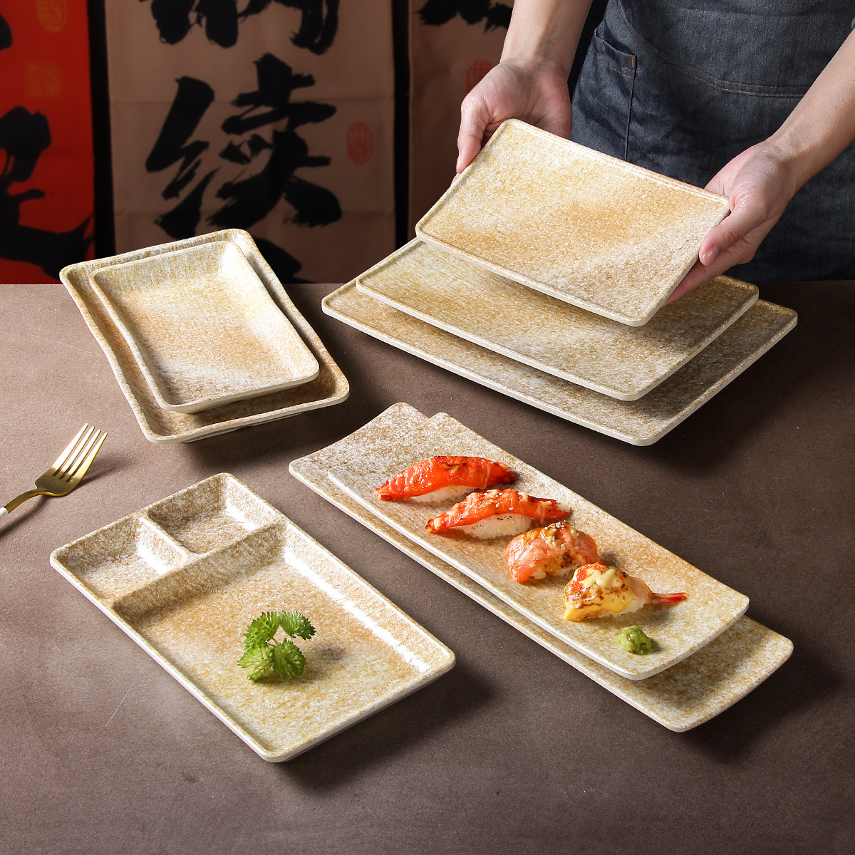 祥源美密胺餐具盘子商用琉璃金加厚烧烤炸串盘长方形刺身寿司摆盘,餐饮具,盘,淘宝优惠券,粉丝福利购,淘宝优惠卷