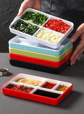 祥源美密胺餐具盘子餐厅饭店双色多格蘸酱调料盘商用烤鸭酱料拼盘