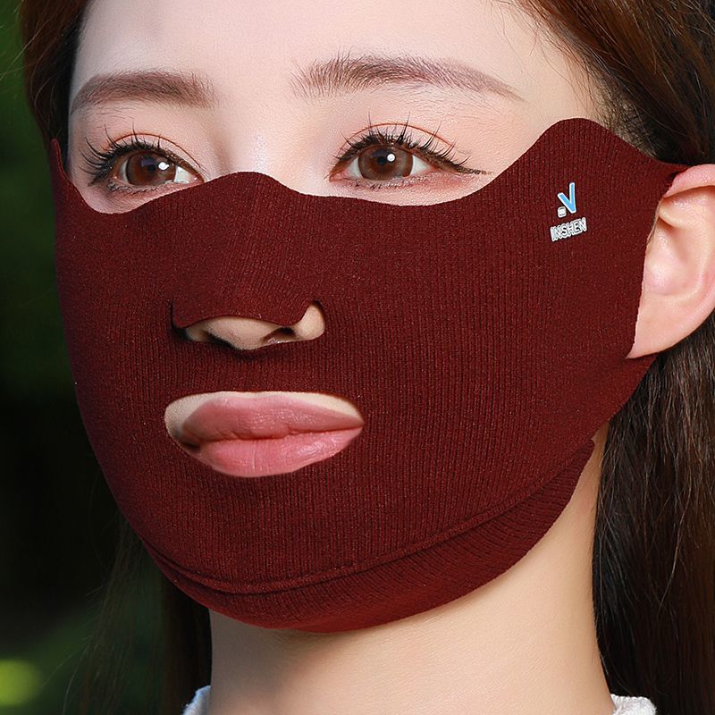 冬季户外跑步运动专用保暖面罩女高尔夫脸基尼德绒透气口罩露嘴鼻