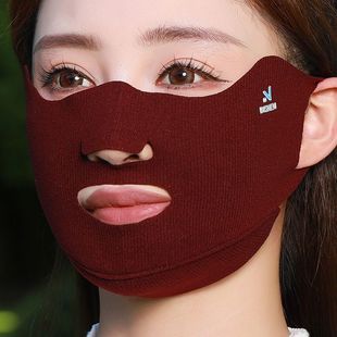 冬季 户外跑步运动专用保暖面罩女高尔夫脸基尼德绒透气口罩露嘴鼻