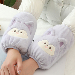 秋冬季加厚毛绒袖套女生可爱卡通防污袖口学生护袖羽绒服短款耐脏