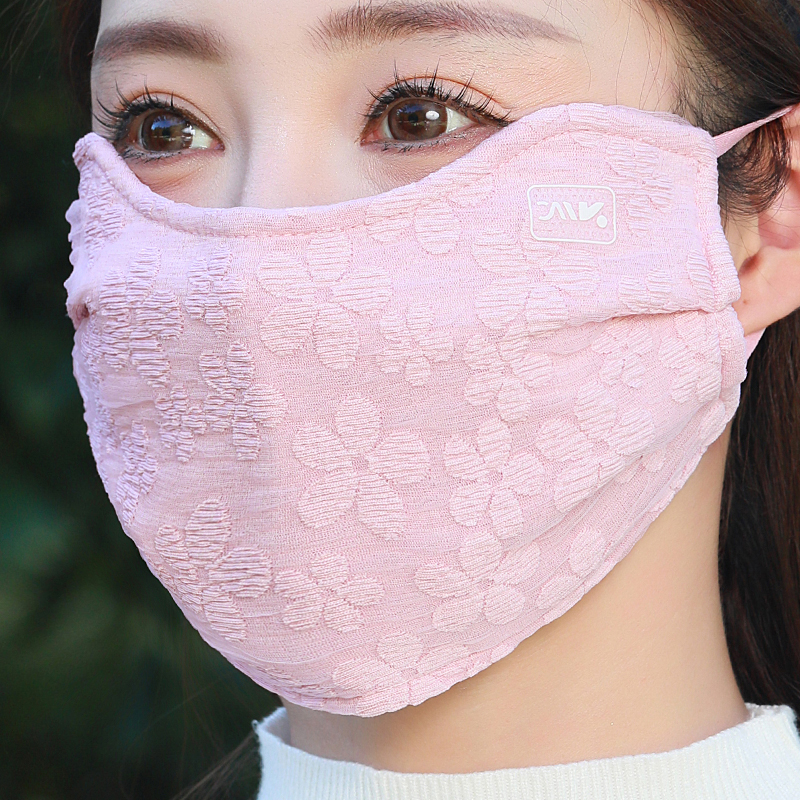 蕾丝保暖口罩女高颜值秋冬季加绒加厚防风防寒骑车防寒风大码面罩