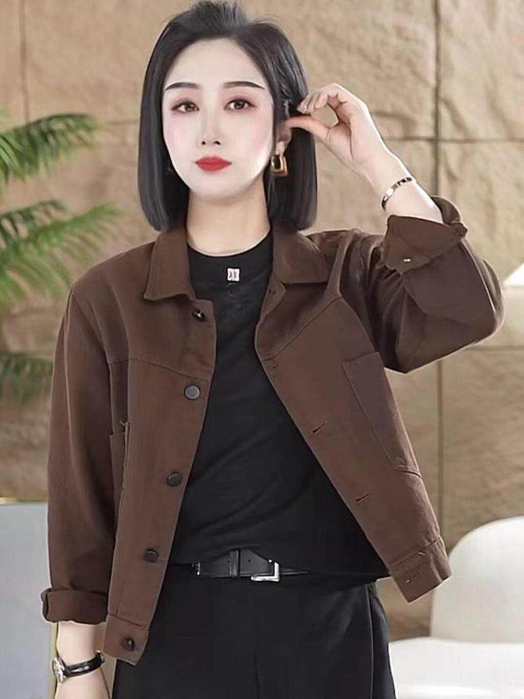 纯棉短款外套女2025秋冬新款加绒加厚洋气显瘦时髦设计感夹克上衣,女装/女士精品,常规大码外套,淘宝优惠券,粉丝福利购,淘宝优惠卷