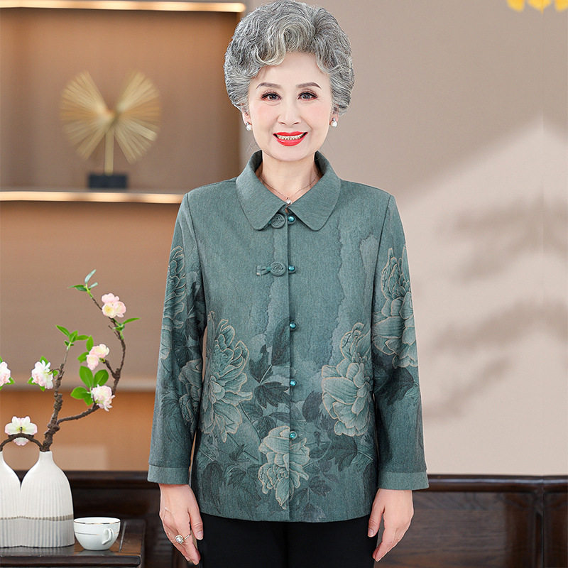 中老年人女翻领春季衬衫7