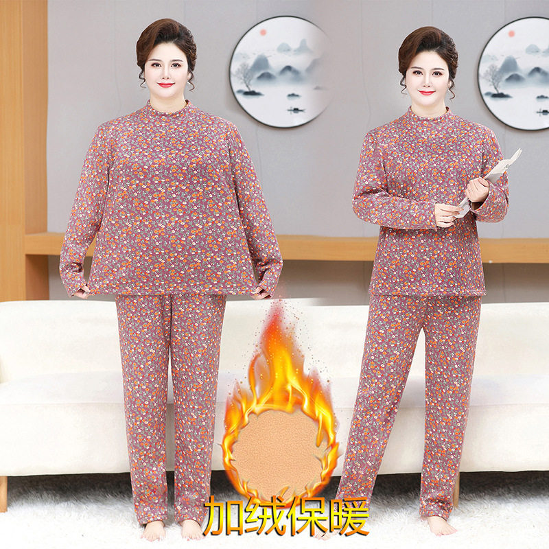 中老年人加绒保暖内衣套