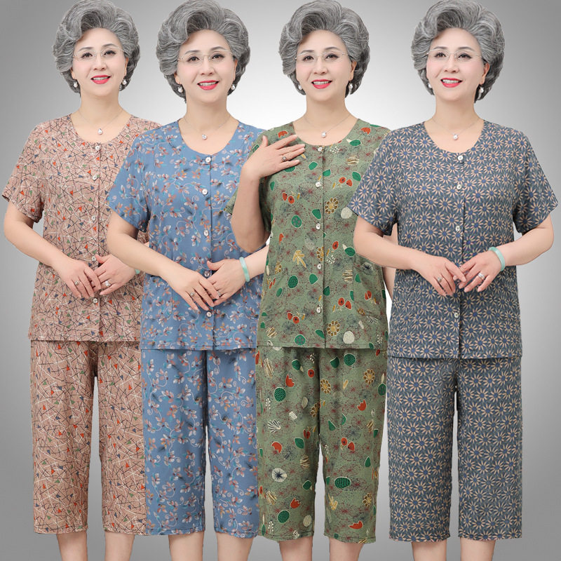 夏季中老年人妈妈棉绸开