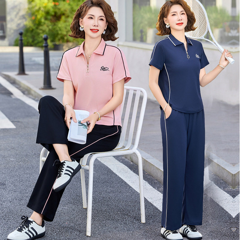 妈妈短袖运动服套装夏季