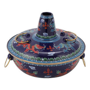 景泰蓝铜火锅纯紫铜加厚电磁炉燃气火锅盆手工冰煮羊铜锅家用纯铜