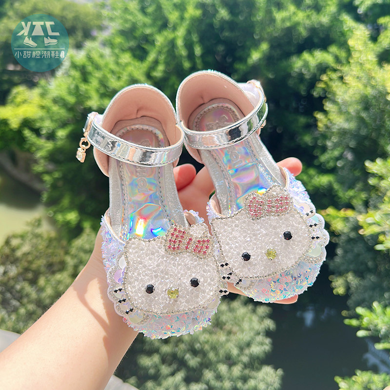 女童银色皮鞋软底凉鞋女款幼儿童女生公主鞋夏季夏天演出表演鞋子