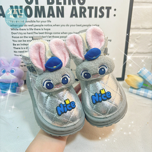 女童巨好看银色加绒雪地靴中大童冬鞋防滑鞋子2025冬季新款公主风