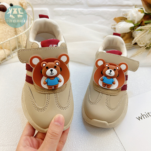 儿童皮面加绒运动鞋女款女鞋软底老爹鞋2025春秋新款女童皮面防水