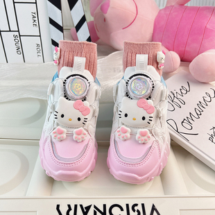 女童幼儿鞋子无鞋带免系旋钮鞋儿童旋转纽扣运动鞋春秋款2025新款