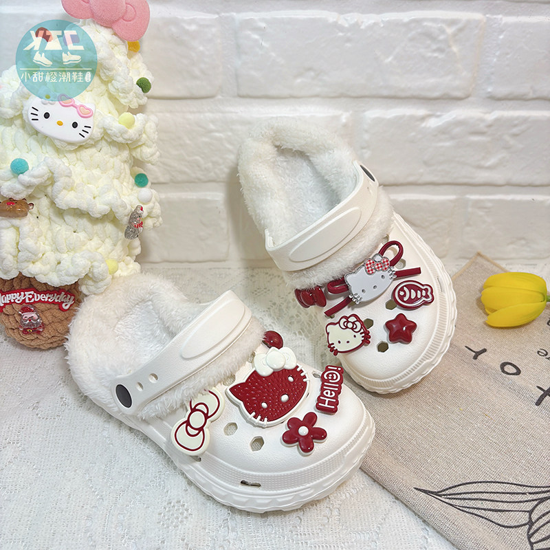 女童加绒拖鞋冬季外穿保暖加厚幼儿童宝宝家居室内秋冬款厚底棉拖