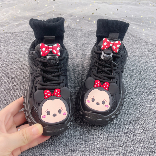 网红女童运动鞋2026新款黑色春秋季春款网面软底秋鞋女款秋天儿童