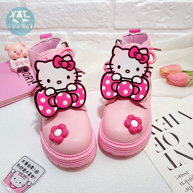 粉色美拉德女童马丁靴英伦风儿童鞋子靴子冬季秋冬2025年新款短靴