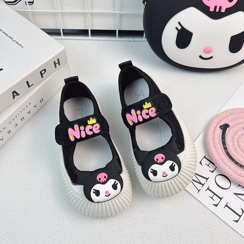 黑色休闲帆布鞋女童鞋子春秋2025秋季新款儿童板鞋软底幼儿园室内