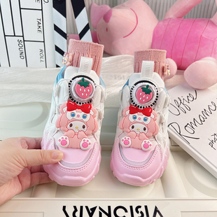 女童鞋子旋转纽扣幼儿童冬装冬天冬季冬款2025春秋新款炸街老爹鞋