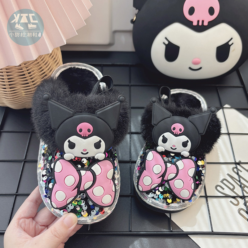 卡通女童秋冬可外穿棉拖鞋踩屎感图片