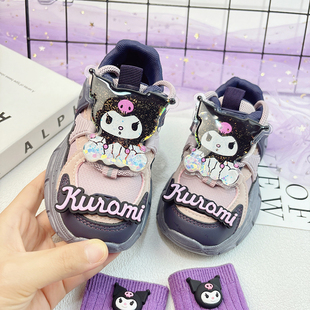 紫色女童运动鞋冬款轻便跑步软底加绒秋季秋款春秋季2025新款鞋子