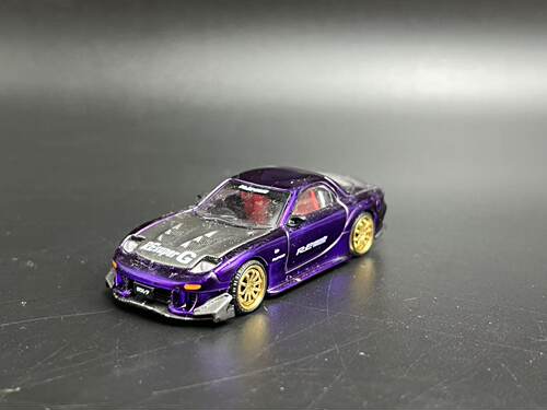 poprace 1:64 马自达 RX7 雨宫电镀紫东改限定 合金汽车模型 散缺