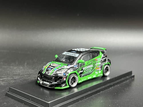 PopRace 1:64 丰田 雅力士 GR Yaris 绿火箭兔 合金汽车模型 散瑕
