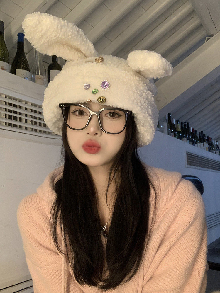 日系鬼马可爱纽扣兔耳朵羊羔毛绒套头帽冬季保暖显脸小护耳雷锋帽,服饰配件/皮带/帽子/围巾,帽子,淘宝优惠券,粉丝福利购,淘宝优惠卷