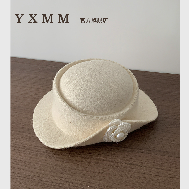 名媛千金高级感羊毛卷边气质礼帽