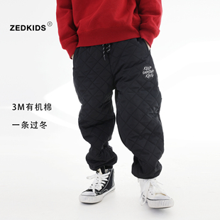 一条过冬的老棉裤儿童3m有机棉保暖长裤冬季男女童菱格棉加厚裤子