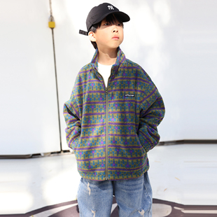 张恩朵童装【抗静电】男童美式复古立领摇粒绒外套校服羽绒服内胆