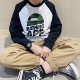 男童长袖 日系潮牌迷彩猿人印花男孩圆领上衣打底衫 T恤春秋季 新款