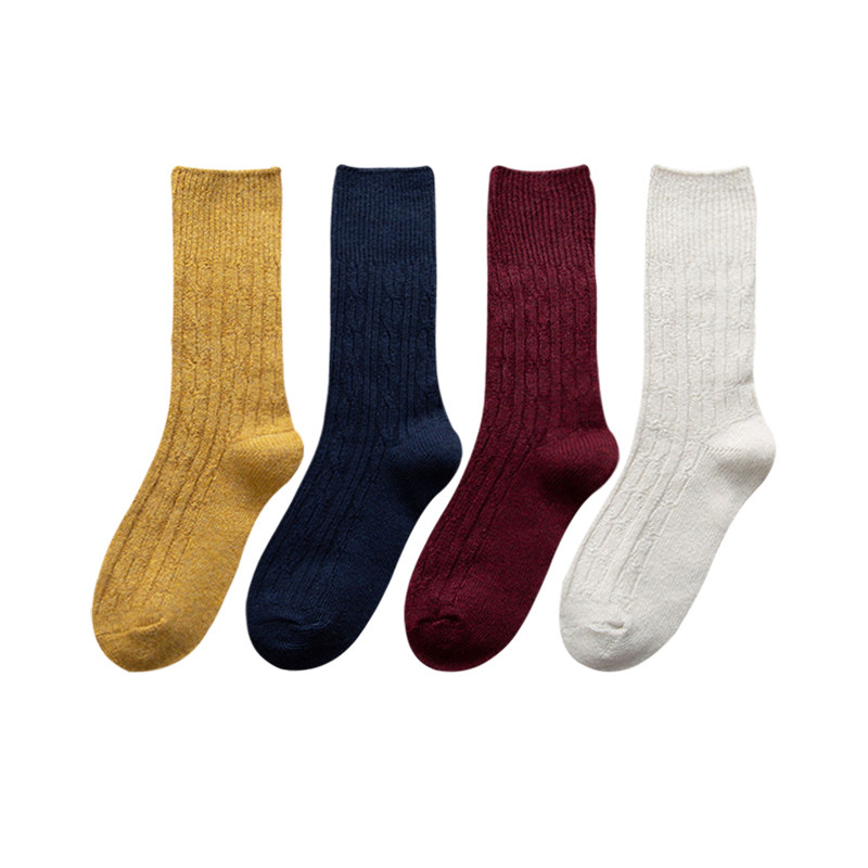 양말 여성 양모 양말 중반 송아지 양말 플러스 벨벳 두꺼운 따뜻한 가을 겨울 긴 캐시미어 높은 양말 파일 양말 T