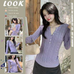 春季新款韩系甜美温柔风氛围感穿搭针织衫设计感时尚洋气内搭上衣