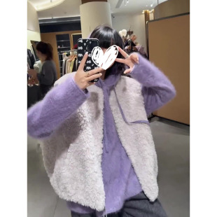 毛绒马甲外套连帽针织毛衣短裤 冬季 韩版 2025新款 三件套 一整套女装
