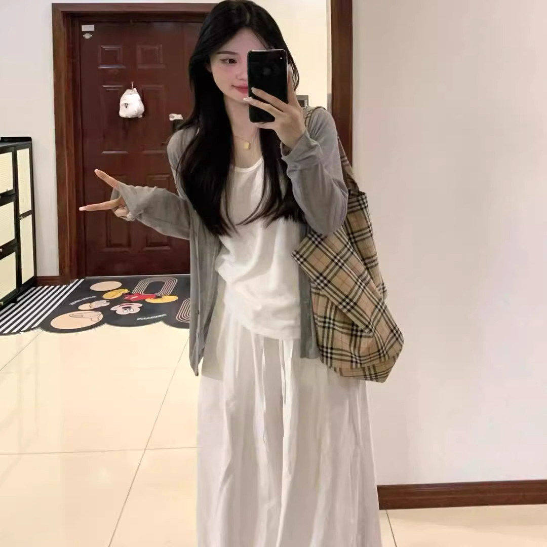 防晒春夏薄款外套针织穿搭一整套高级感套装配吊带开 衫两件式上