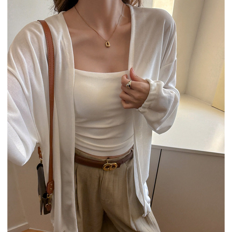 夏季防晒衣女士针织空调开衫外穿轻薄款长款外套宽松简约百搭上衣