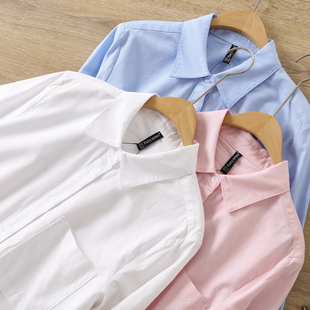女经典 纯棉衬衫 通勤叠穿衬衣休闲百搭上衣 文艺清新长袖 春秋新款