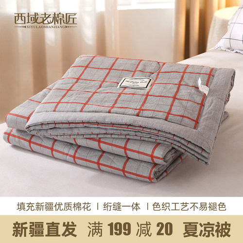 新疆可机洗双人薄款棉花被空调被