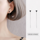 耳环流苏耳链 冷淡风长款 S925纯银黑色三角形耳线女 韩国简约个性