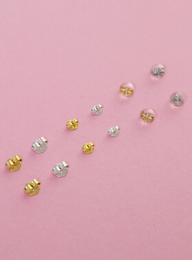 S925纯银耳堵 精致耳扣耳帽耳钉托耳背耳耳环钉塞耳饰耳后塞