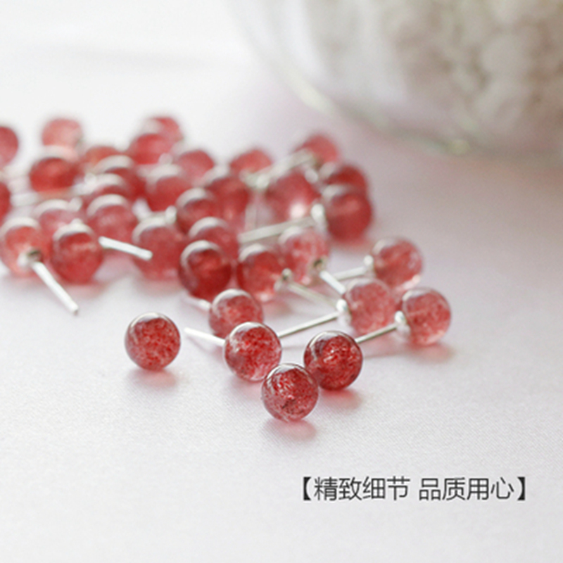 纯银草莓晶韩国甜美风红色耳环