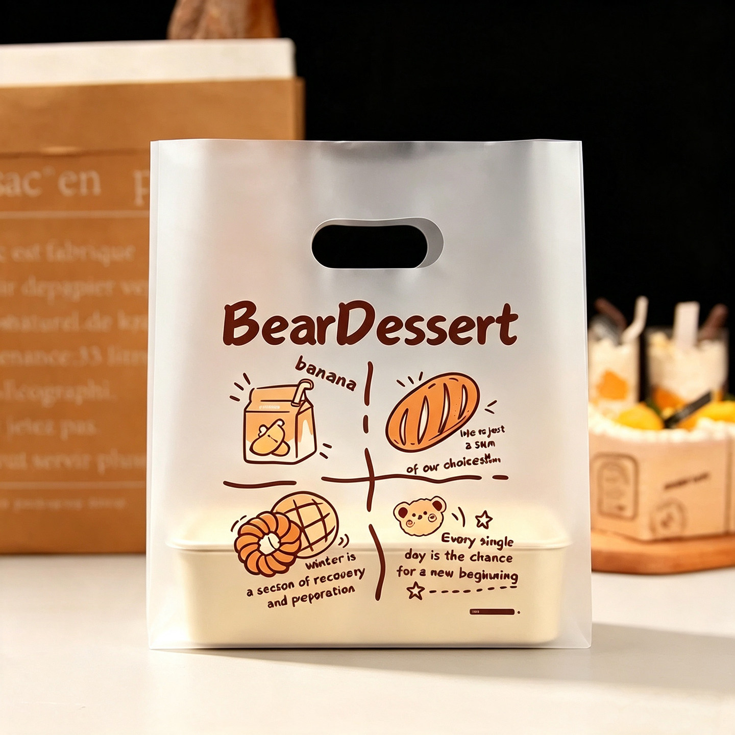 特厚全新料烘焙塑料打包袋手提袋挖孔袋透明PE袋食品小吃三明治袋