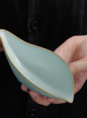 青澹汝窑茶荷茶则茶醒茶匙景德镇陶瓷功夫茶具茶道配件六君子茶铲