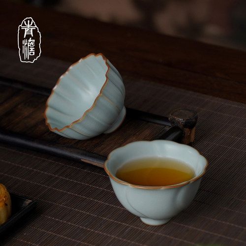 青澹汝窑主人杯景德镇手工陶瓷